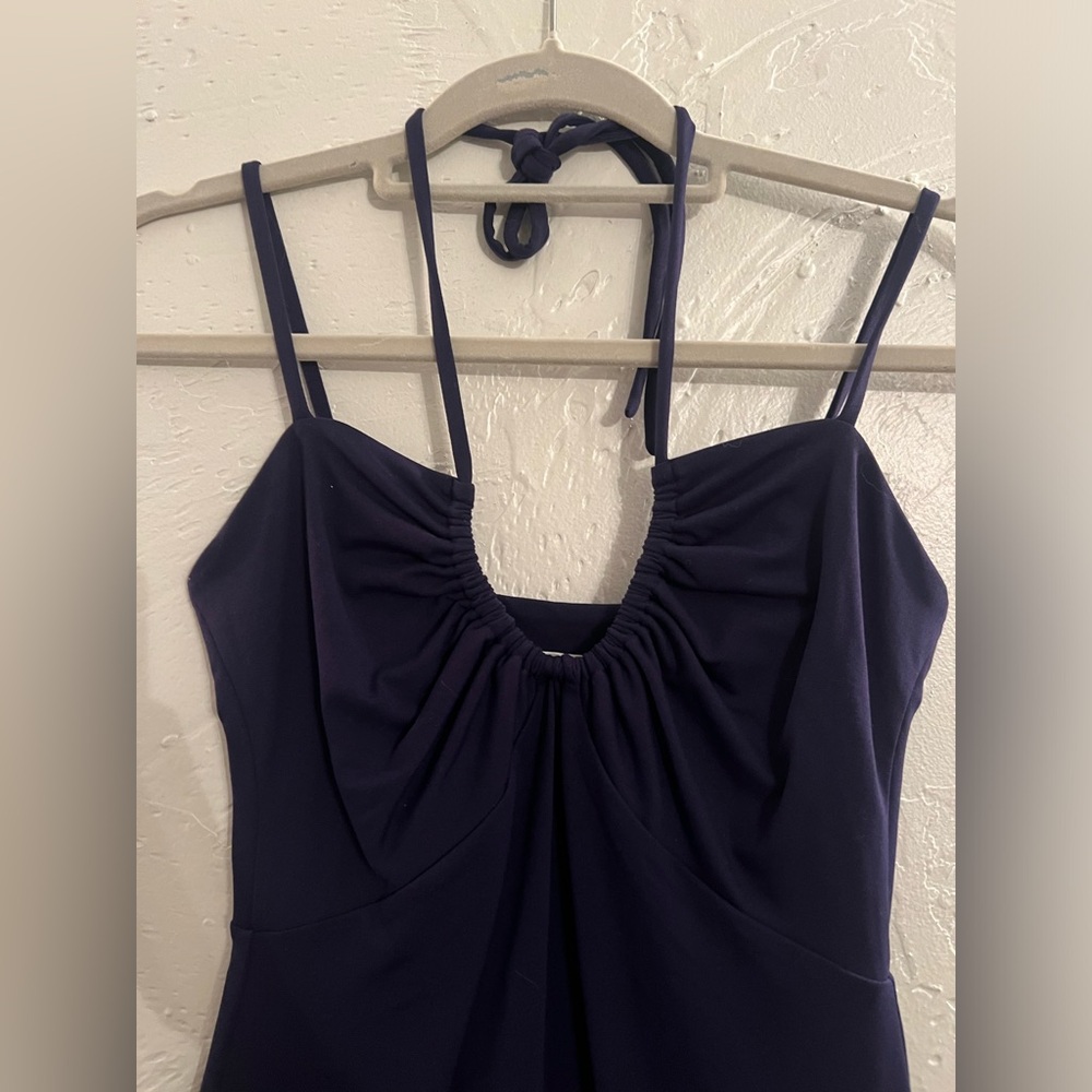 Susana Monaco U Gathered Double String Black Dress - image 4